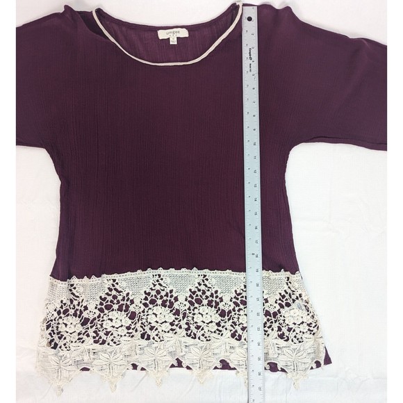 Umgee USA Womens Medium Burgundy Wine Cream Ivory Lace Romantic Boho Tunic Top - Picture 10 of 16